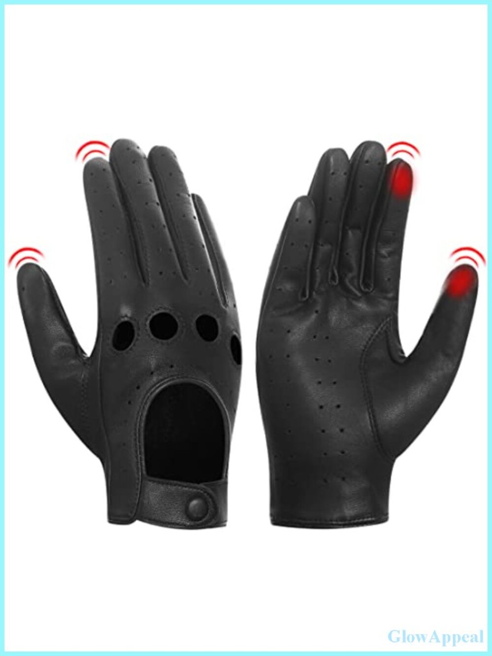 Women's Lambskin Leather Driving Gloves, Unlined, Breathable, Button Closure